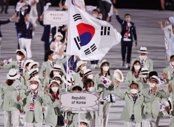 ▲Team Korea entering the Tokyo Olympics opening ceremony / Yonhapnews