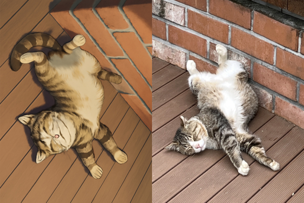 ▲An image created using ChatGPT’s AI image generation feature of Nobel, the cat from POSTECH (on the right)